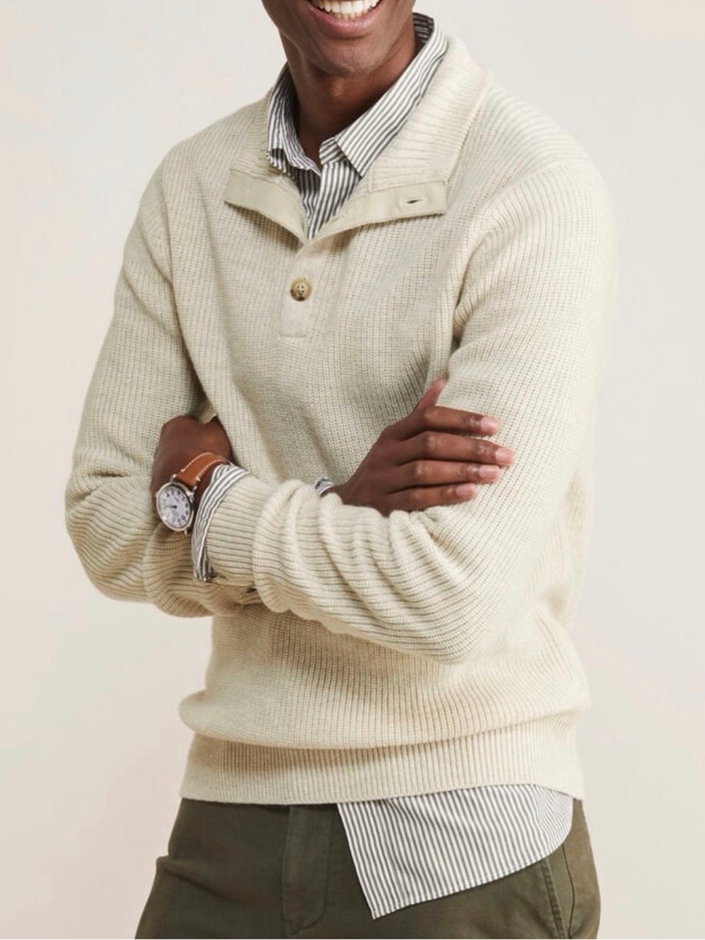 Vineyard Vines Men's Extra Fine Merino Wool Oysterman Sweater - Marshmallow
